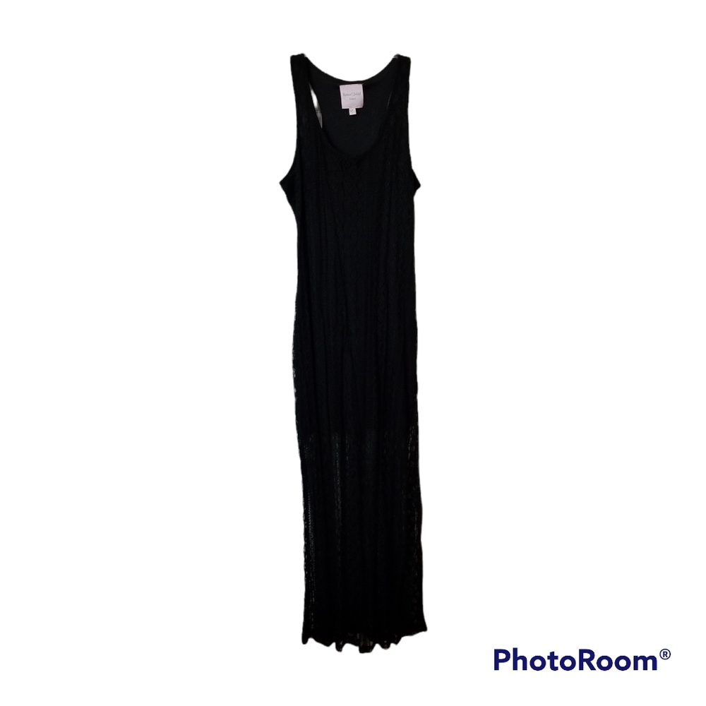 Romeo & Juliet Couture Gothic Black Cable Lace Racer Back Maxi Dress Medium